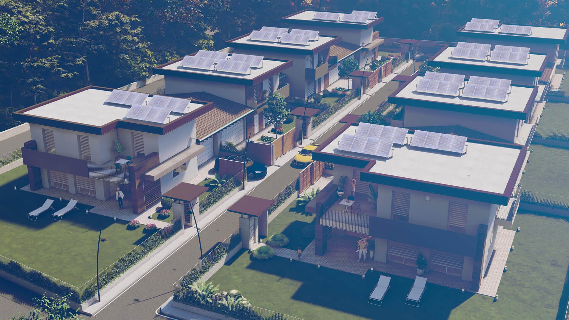 Rendering 3D esterni di giardini, terrazzi e masterplan aerei — ADDING Studios da 0,30€/mq — vista 1