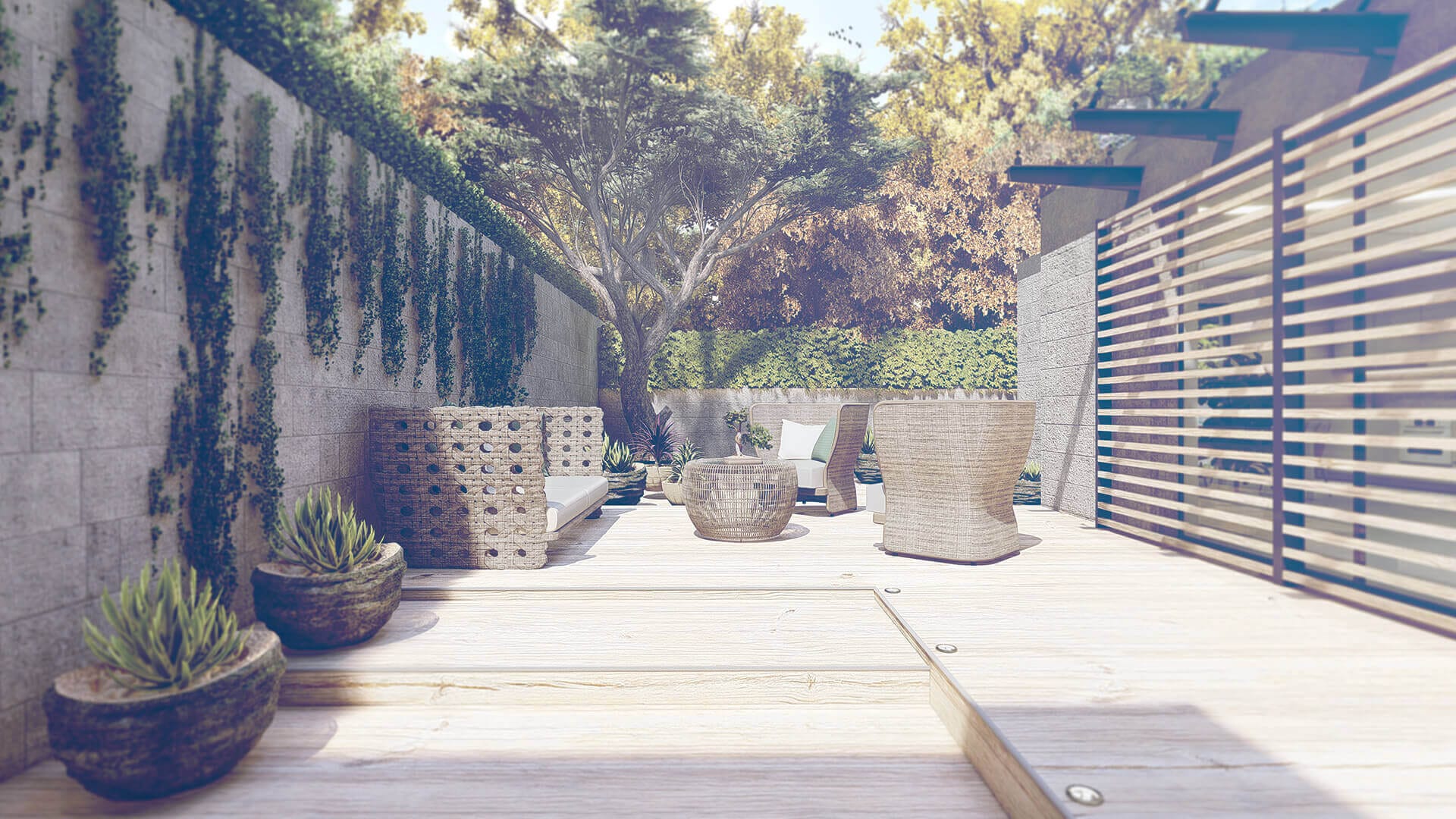 Rendering 3D esterni di giardini, terrazzi e masterplan aerei — ADDING Studios da 0,30€/mq — vista 4