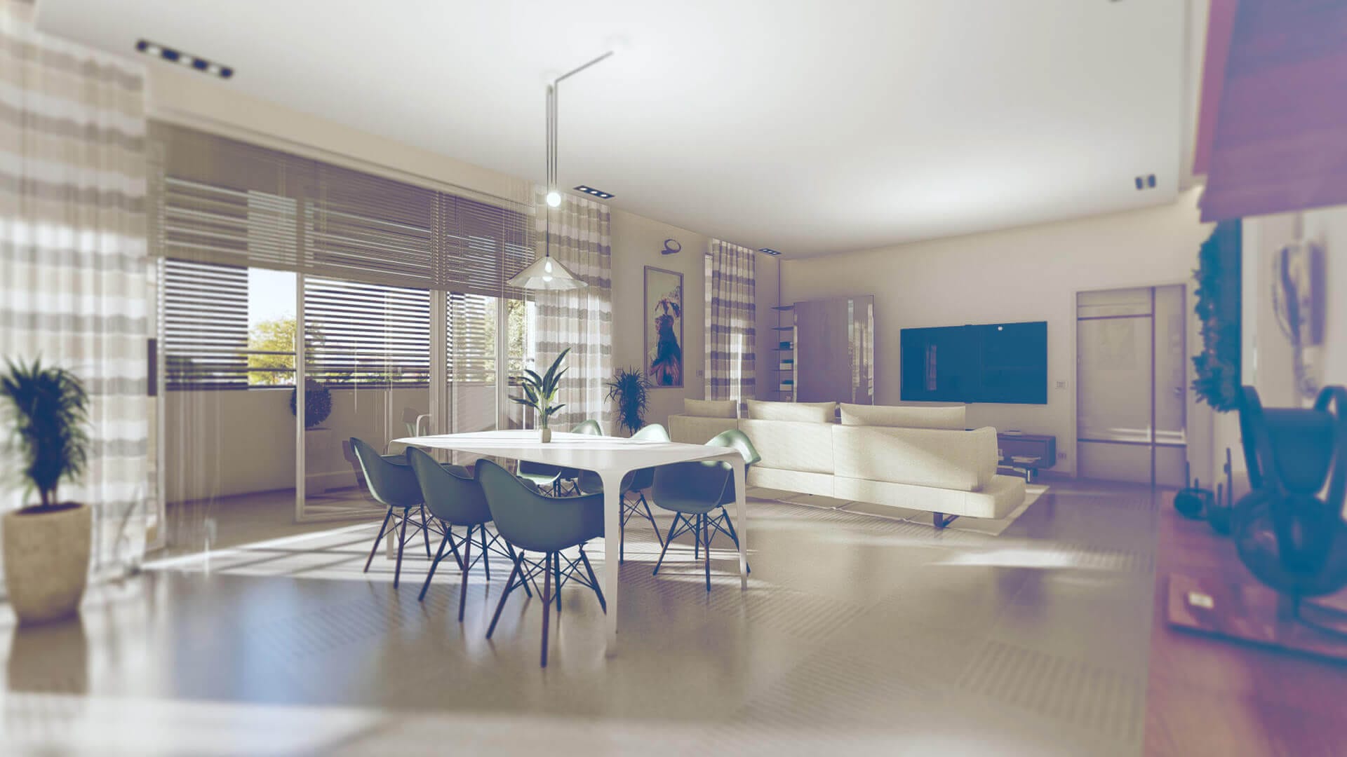 Rendering 3D interni fotorealistici di living, camere e bagni — ADDING Studios 1€/mq — vista 1