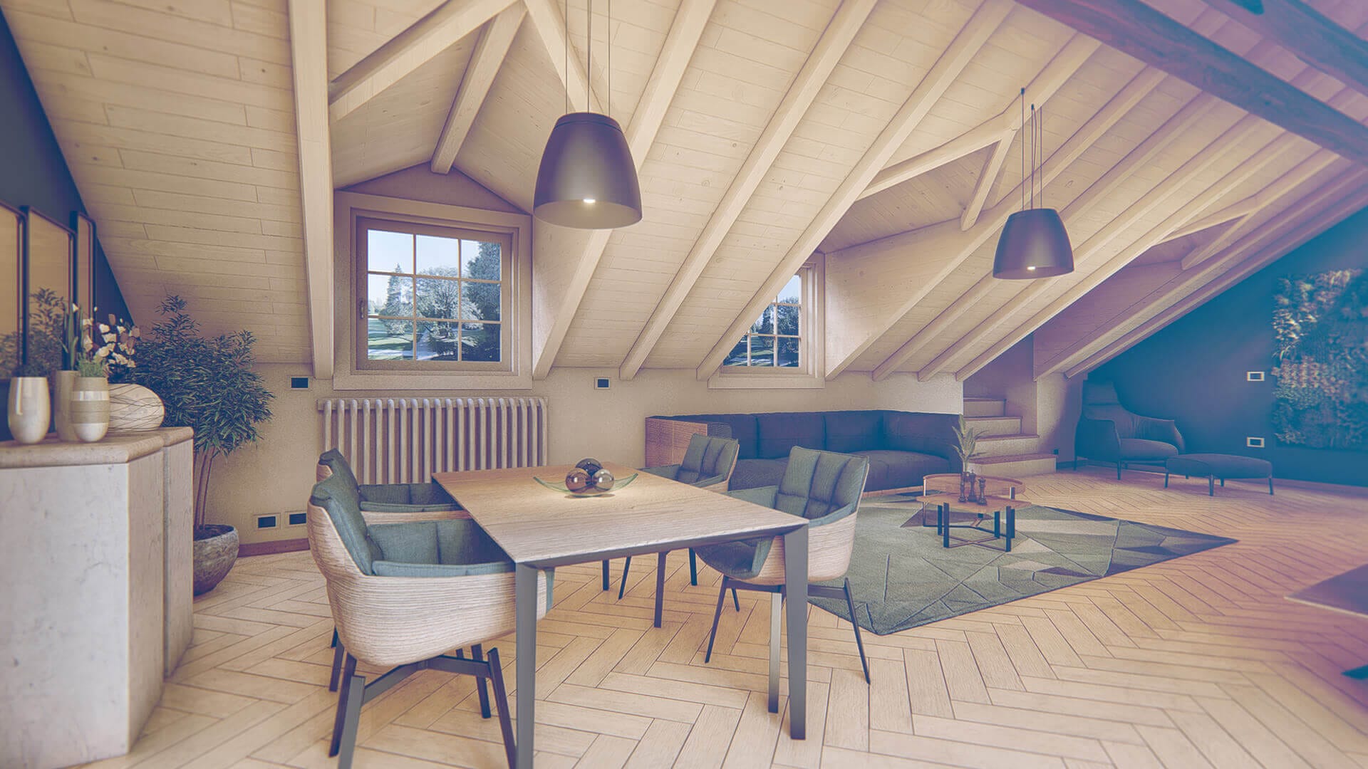 Rendering 3D interni fotorealistici di living, camere e bagni — ADDING Studios 1€/mq — vista 2