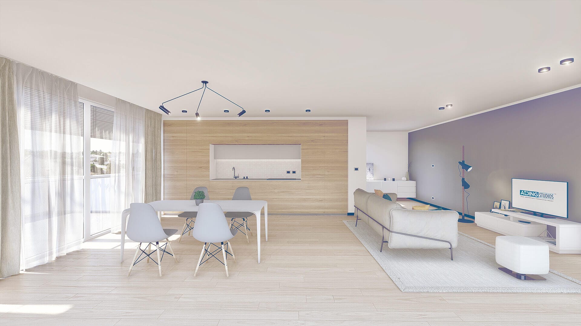 Rendering 3D interni fotorealistici di living, camere e bagni — ADDING Studios 1€/mq — vista 4