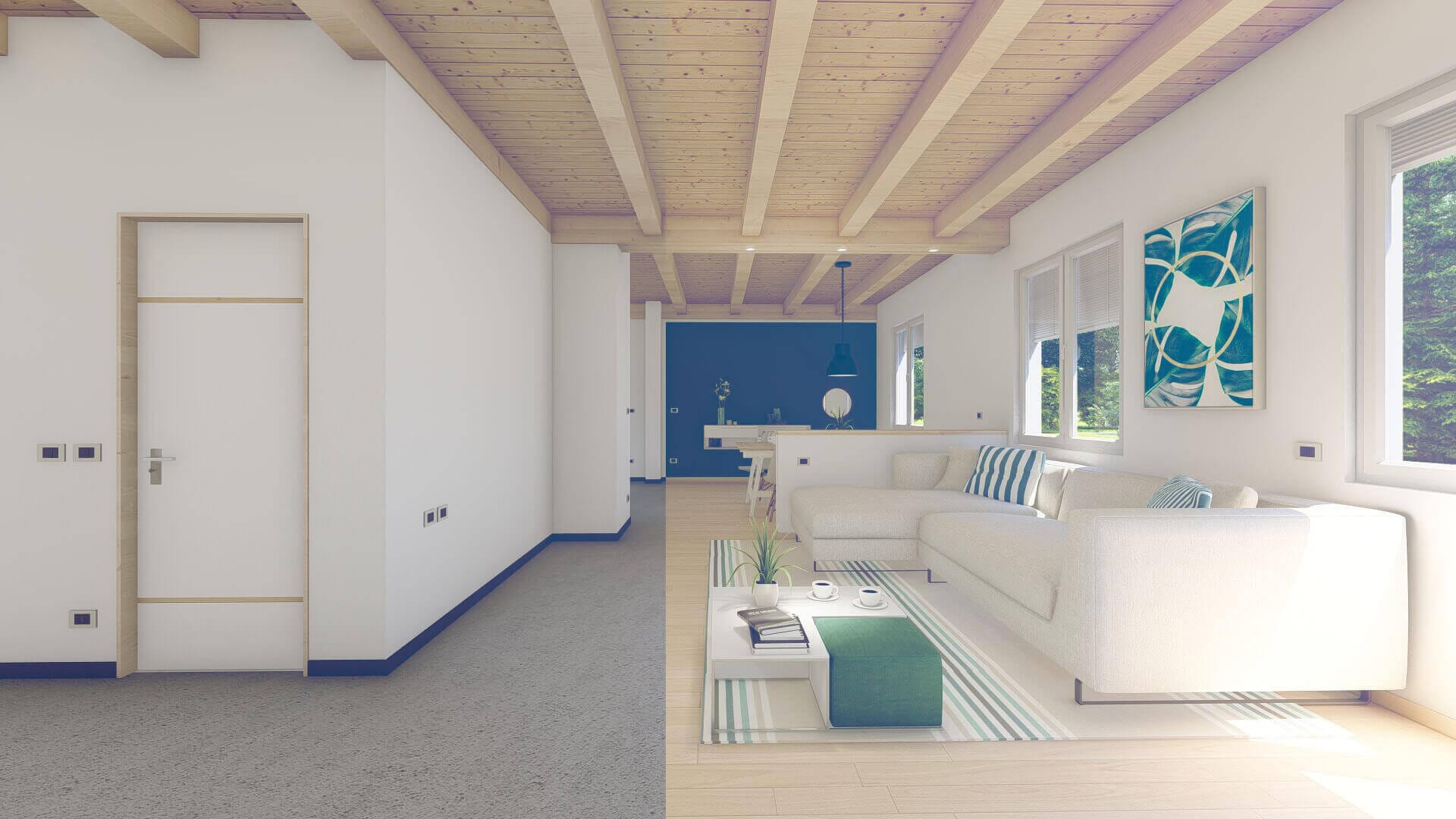 Rendering 3D interni fotorealistici di living, camere e bagni — ADDING Studios 1€/mq — vista 5