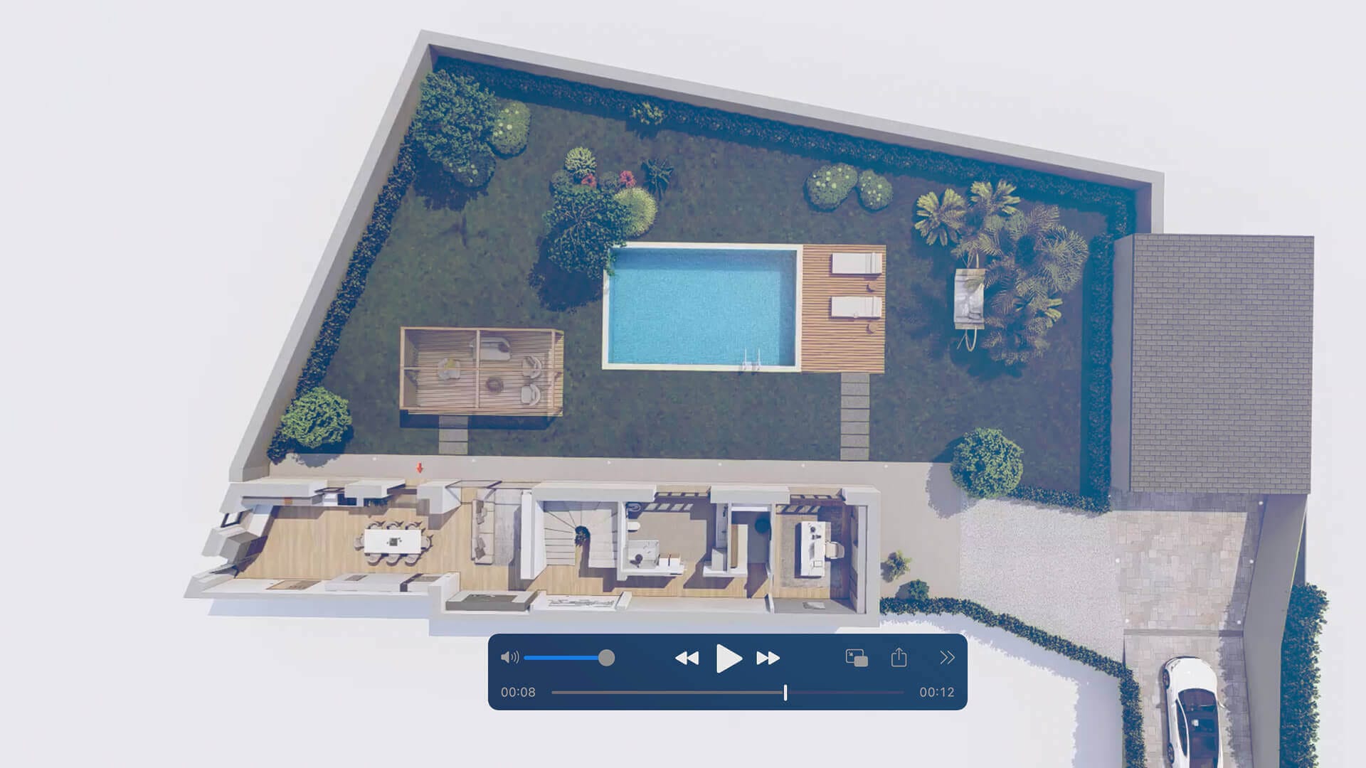 Planimetria 3D arredata vista aerea di progetti immobiliari — ADDING Studios — vista 5